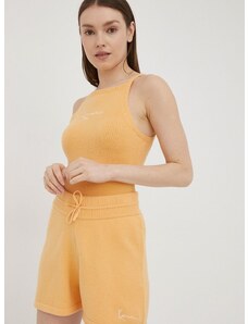 Kratke hlače Karl Kani za žene, boja: narančasta, glatki materijal, visoki struk