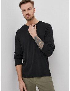 Majica dugih rukava Resteröds za muškarce, boja: crna, jednobojni model