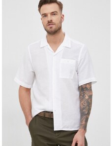 Lanena košulja Calvin Klein za muškarce, boja: bijela, regular