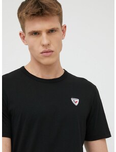 Pamučna majica Rossignol boja: crna, s aplikacijom