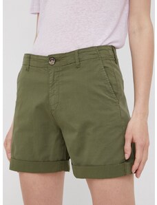 Kratke hlače Pepe Jeans Junie za žene, boja: zelena, glatki materijal, srednje visoki struk