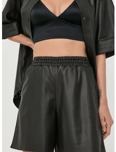 Kratke hlače Karl Lagerfeld za žene, boja: crna, glatki materijal, visoki struk