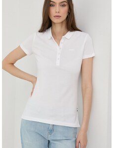 Pamučna majica BOSS boja: bijela, s ovratnikom