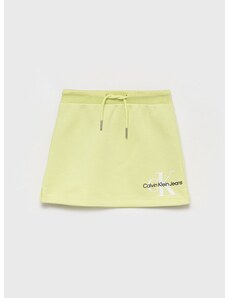 Dječja suknja Calvin Klein Jeans boja: zelena, mini, ravna