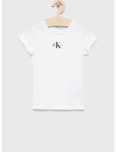 Dječja pamučna majica kratkih rukava Calvin Klein Jeans boja: bijela