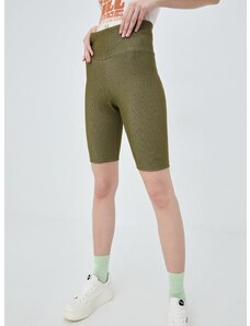 Kratke hlače adidas Originals Trefoil Moments za žene, boja: zelena, glatki materijal, visoki struk, HF2105-FCOLI/ALML