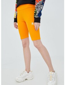 Kratke hlače adidas Originals Adicolor za žene, boja: narančasta, s aplikacijom, visoki struk, HF7483-BORANG
