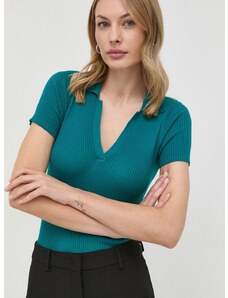 Majica kratkih rukava MAX&Co. za žene, boja: zelena, s ovratnikom