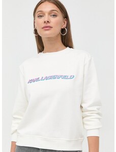 Pamučna dukserica Karl Lagerfeld za žene, boja: bijela, s aplikacijom