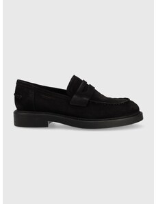 Mokasinke od brušene kože Vagabond Shoemakers Alex W za žene, boja: crna, ravna potpetica