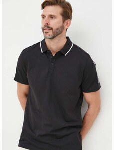 Polo majica Guess za muškarce, boja: crna, s aplikacijom