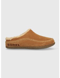 Kućne papuče od brušene kože Sorel Lanner Ridge boja: smeđa