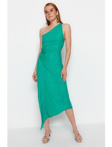 Trendyol Green Limited izdanje okupilo je detaljnu jacquard satensku tkanu haljinu tkanu haljinu