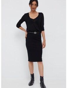 Vunena suknja Calvin Klein boja: crna, midi, pencil