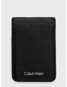 Kožni etui za kartice + privjesak Calvin Klein boja: crna