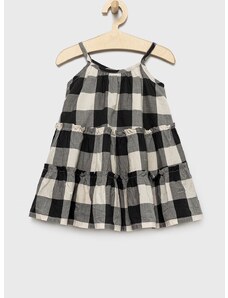 Dječja pamučna haljina GAP boja: crna, mini, širi se prema dolje