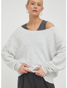 Pulover s dodatkom vune American Vintage za žene, boja: siva,