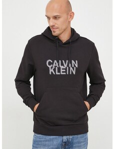 Dukserica Calvin Klein za muškarce, boja: crna, s kapuljačom, glatka