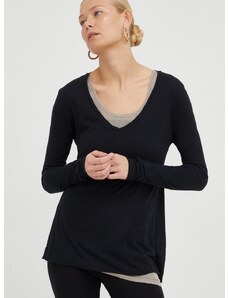 Majica dugih rukava American Vintage za žene, boja: crna