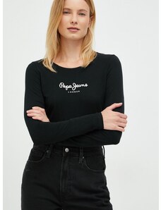 Majica dugih rukava Pepe Jeans za žene, boja: crna