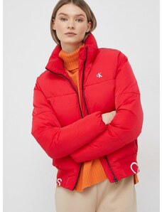 Jakna Calvin Klein Jeans za žene, boja: crvena, za zimu