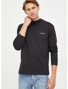 Majica dugih rukava Calvin Klein za muškarce, boja: crna, jednobojni model