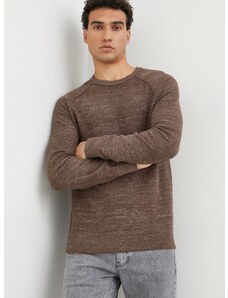 Pamučni pulover GAP za muškarce, boja: smeđa, lagani
