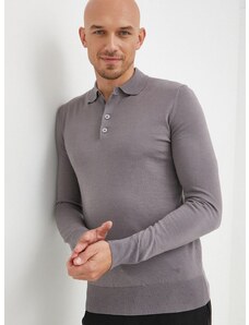 Vuneni pulover Emporio Armani za muškarce, boja: siva, lagani