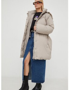 Pernata jakna Levi's za žene, boja: siva, za zimu, oversize