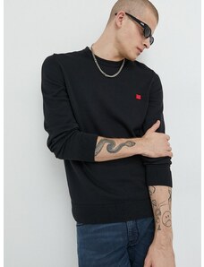 Pamučni pulover HUGO za muškarce, boja: crna, lagani