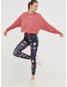 Dukserica za jogu adidas Studio za žene, boja: ružičasta, glatka