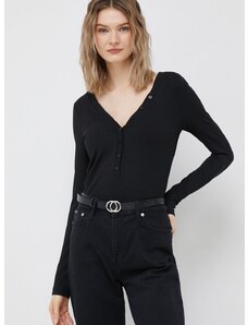 Majica dugih rukava Calvin Klein za žene, boja: crna