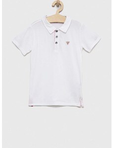 Pamučna polo majica Guess boja: bijela, jednobojni model