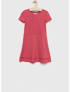 Dječja haljina Tommy Hilfiger boja: ružičasta, midi, širi se prema dolje