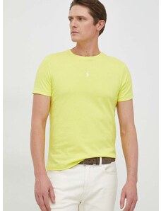 Pamučna majica Polo Ralph Lauren boja: žuta, jednobojni model