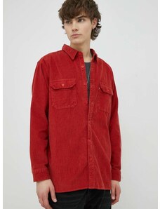 Košulja od samta Levi's za muškarce, boja: crvena, relaxed, s klasičnim ovratnikom