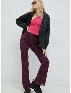 Hlače Tommy Jeans za žene, boja: ružičasta, uski kroj, visoki struk