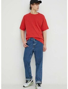 Pamučna majica Levi's boja: crvena, jednobojni model