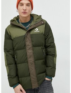 Pernata jakna Converse za muškarce, boja: zelena, za zimu