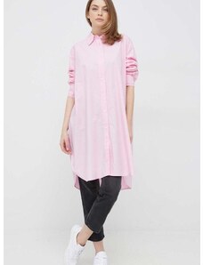 Pamučna haljina Tommy Hilfiger boja: ružičasta, mini, oversize
