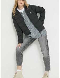 Pernata jakna Tommy Jeans za žene, boja: crna, za prijelazno razdoblje
