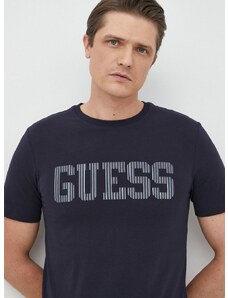 Majica kratkih rukava Guess za muškarce, boja: tamno plava, s tiskom