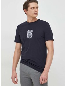 Majica kratkih rukava Guess za muškarce, boja: tamno plava, s aplikacijom