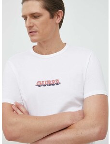 Majica kratkih rukava Guess za muškarce, boja: bijela, s aplikacijom