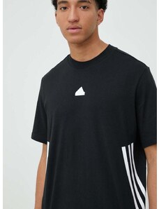Pamučna majica adidas boja: crna, s tiskom