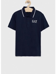 Pamučna polo majica EA7 Emporio Armani boja: tamno plava, jednobojni model