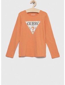 Dječja majica dugih rukava Guess boja: narančasta