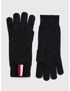Vunene rukavice Tommy Hilfiger za muškarce, boja: crna