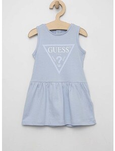 Pamučna haljina za bebe Guess midi, širi se prema dolje