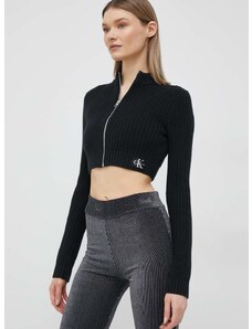 Pamučni kardigan Calvin Klein Jeans za žene, boja: crna